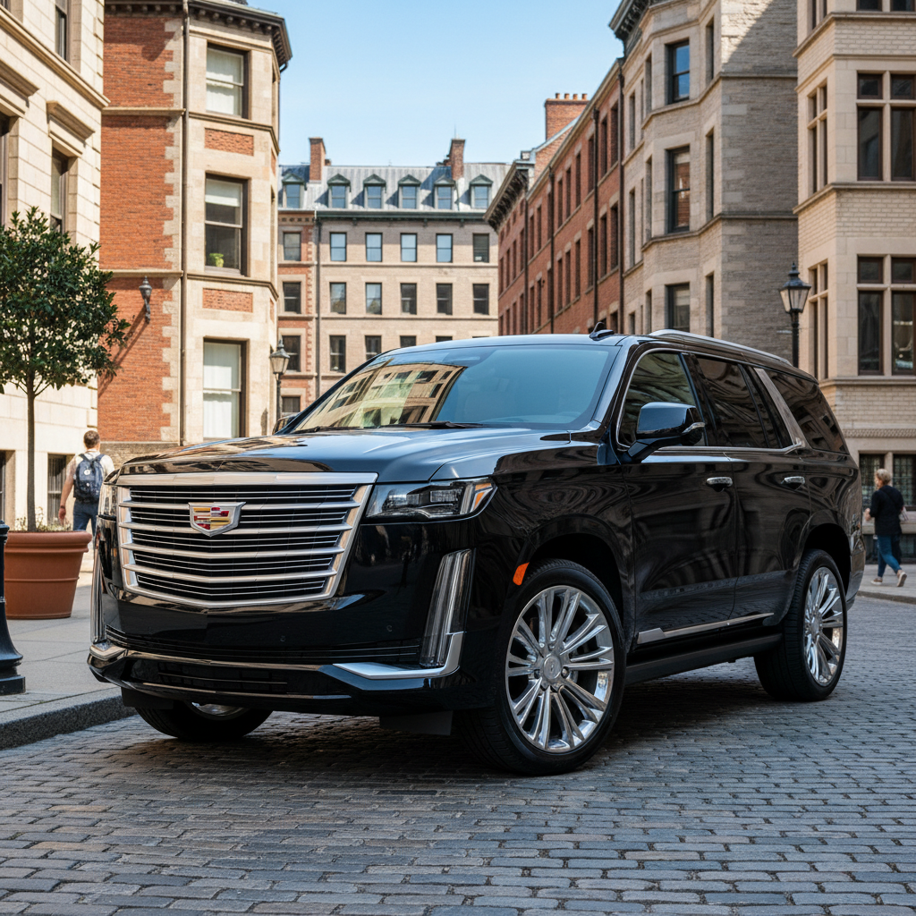 Black Cadillac Escalade luxury vehicle