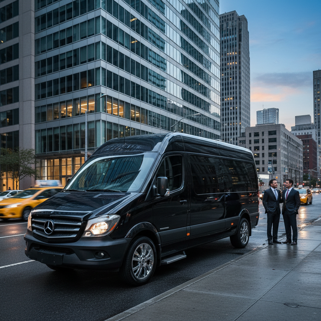 Black Mercedes-Benz Sprinter Van luxury vehicle
