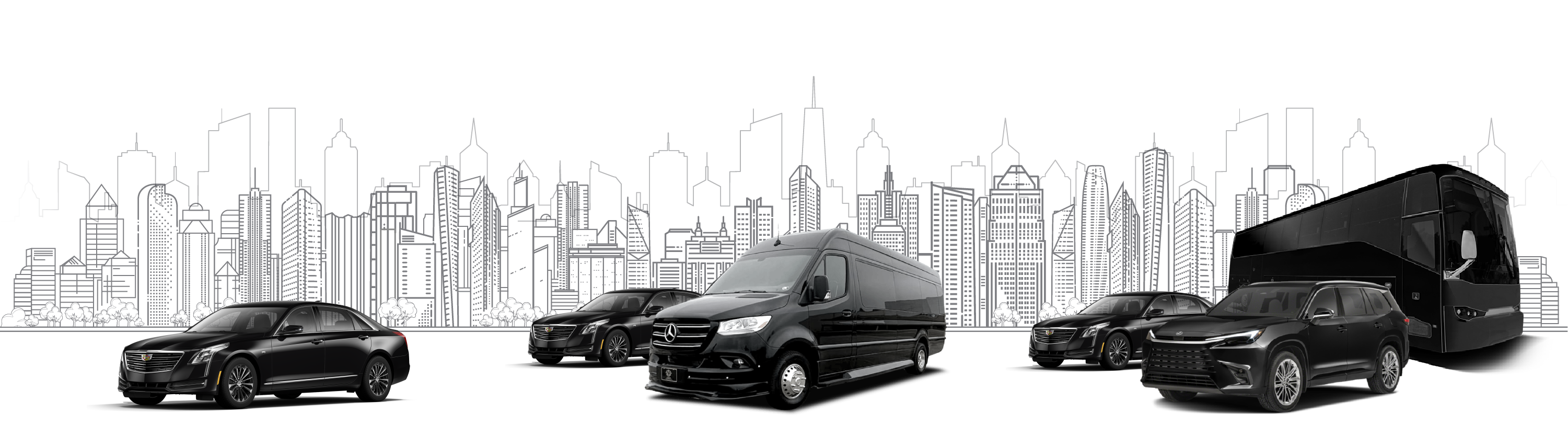 Seattle Car Services luxury fleet — executive sedans, SUVs, Sprinter vans, and coach buses
